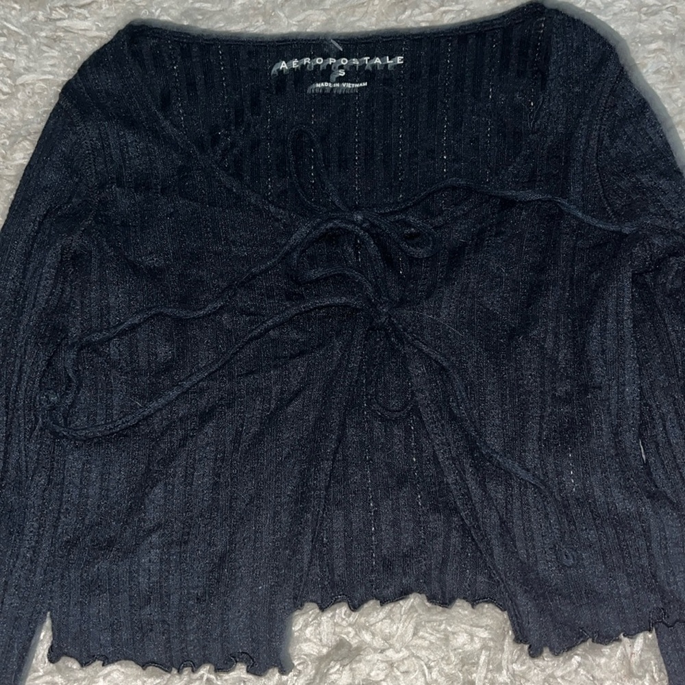 Black lacy tie up top